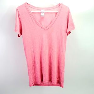 Lot of 2 PINK Sleepwear V-Neck Tops Medium VS